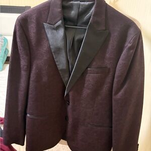 Egara Dark Purple Blazer with Black Lapels